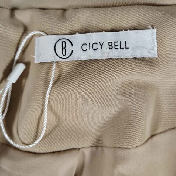 NWOT Cicy Bell Button Blazer Lapel Career Jacket Pockets Khaki Size Medium - Picture 3 of 9